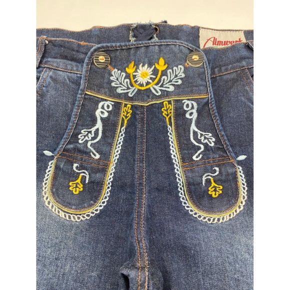 Octoberfest Women Denim Lederhosen Shorts Embroidered Bavarian Style Size 44 - Picture 9 of 12